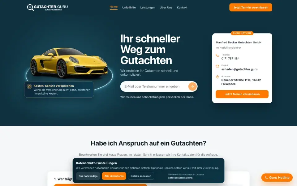 Screenshot von Gutachter Guru